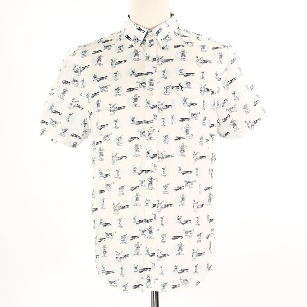 Original Penguin Hawaiian Tropical Drink Button Down Shirt (Heritage Slim Fit) L